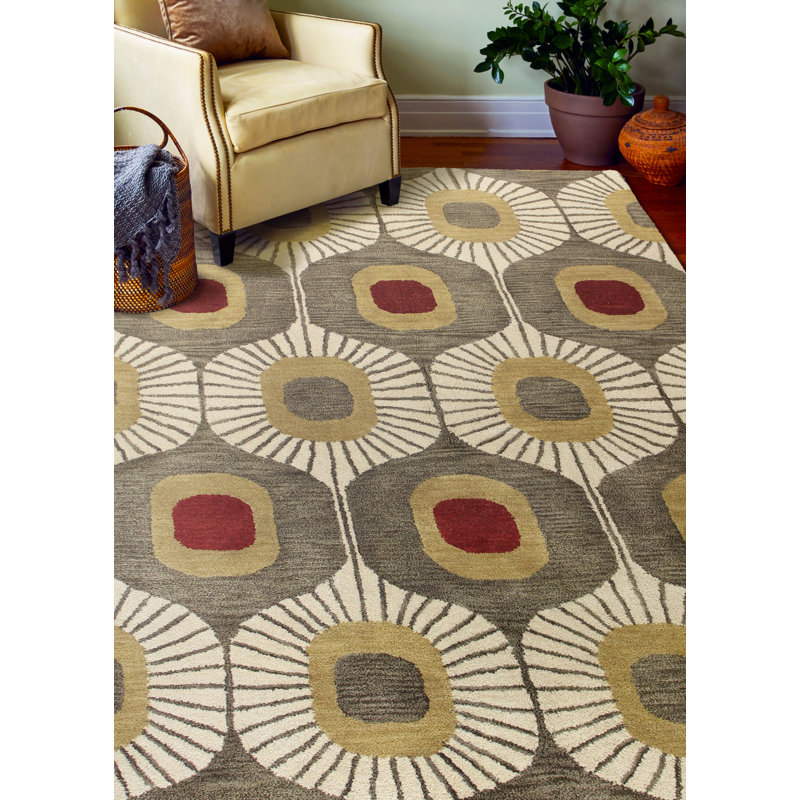 Hayashi Hand Tufted Wool Geometric Indoor Rug, Rectangle 5' x 7'6"