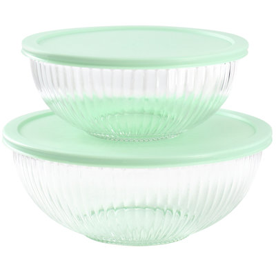 Martha Stewart Everyday Glass Food Storage Container - Set Of 2 In Clear,mint