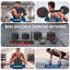 Ensemble d'haltères réglables 5-en-1 - se transforme en haltères, kettlebell et support à pousser pour la gymnastique à domicile, la musculation peu encombrante, noir et rouge