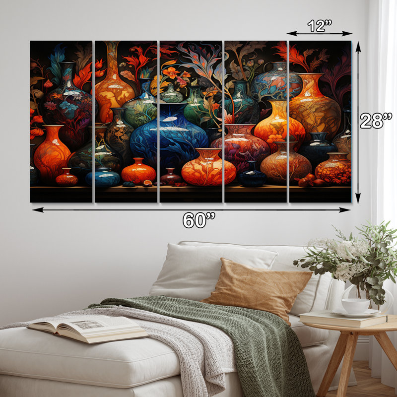 Art de l'Islam, poterie I, impression sur toile - 5 panneaux égaux