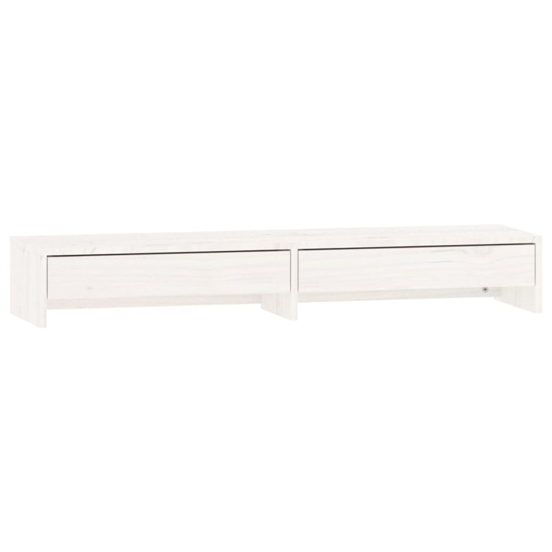 Lacandis Wood Monitor Stand, White, 15cm H x 100cm W x 27cm D