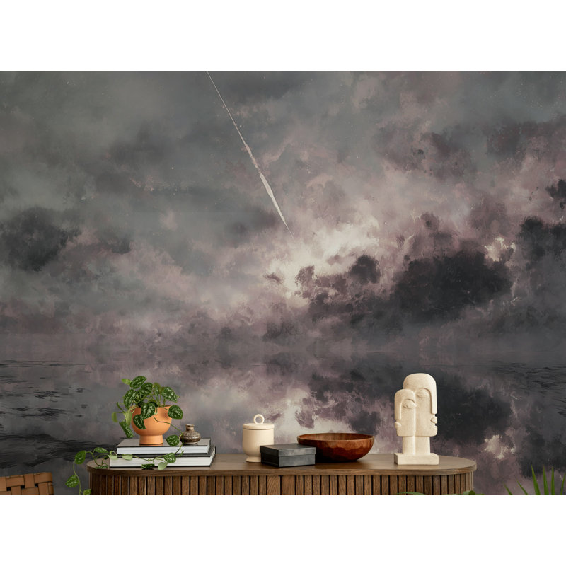 Papier peint rose moderne Cloudy Sky, Non tissé, 140 po x 108 po