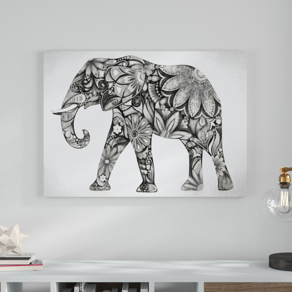 Leinwandbild ,,Elefant mit Ornamenten Deluxe", Grafikdruck