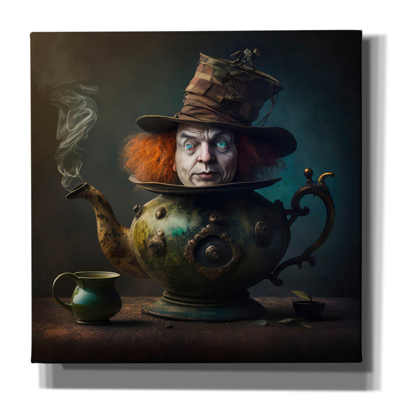 «Mad Hatter In The Teapot» par The Golden Valley, H 12 po x l 12 po x P 0,75 po