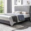 Lit tapissier moderne gris grand lit, aucun sommier tapissier nécessaire pour la polyvalence du cadre de lit plateforme avec support à lattes de bois