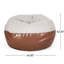 Housse bean en tissu bicolore et similicuir gris et brun