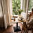 Compact Square Dining Table for Two - Modern Bamboo Top with Black Metal Pedestal Base