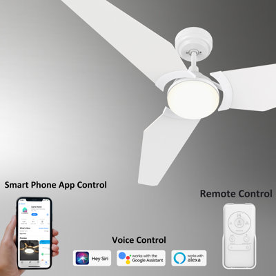 Ventilateur de plafond intelligent 52 "avec lumières DEL et télécommande 