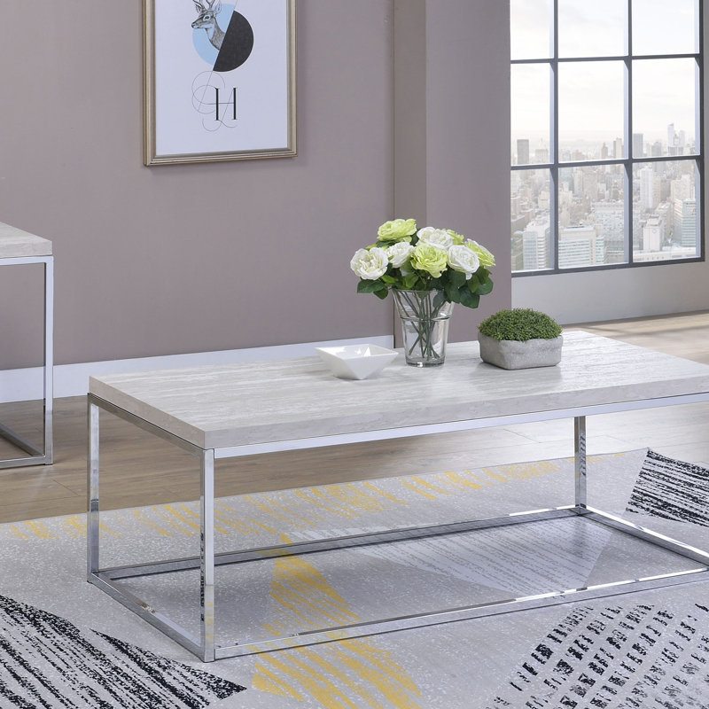 Chêne et table basse avec base rectangulaire en forme de traîneau