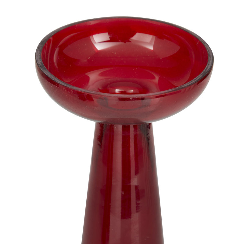 3 Piece Glass Tabletop Candlestick Set, Red