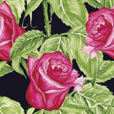 Roses Watercolour Pattern - Wrapped Canvas Painting