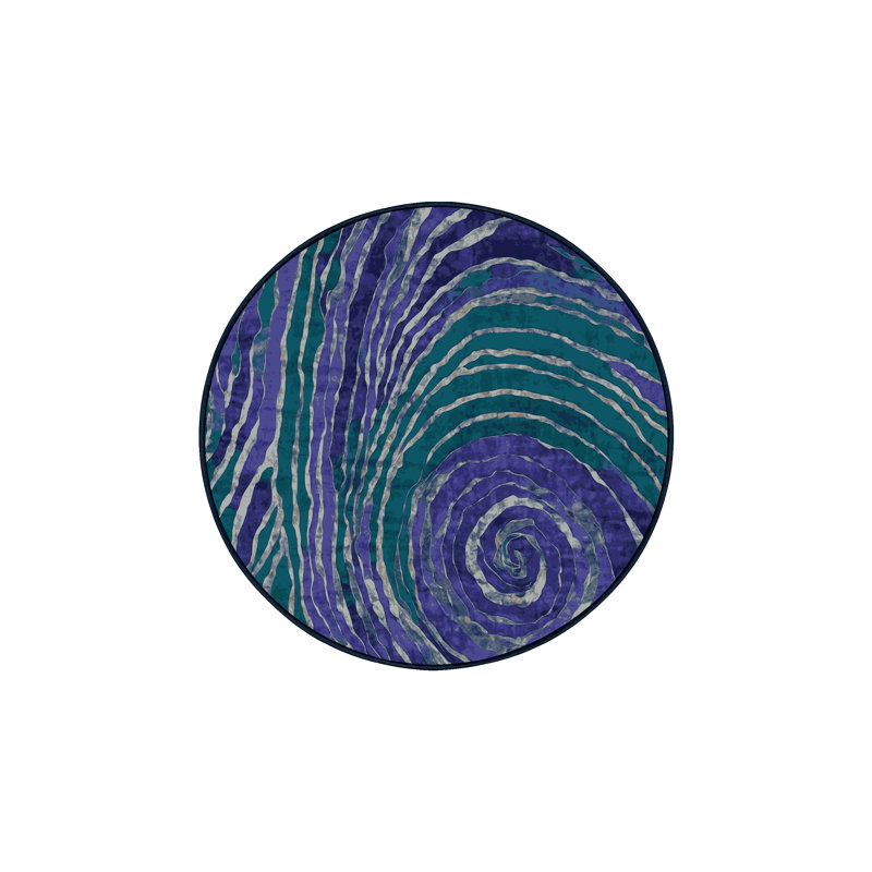 Machine Washable Blue Area Rug, Round 5'