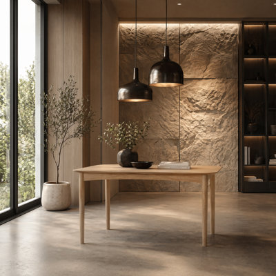 Rectangular Wood Dining Table with Curved Edges