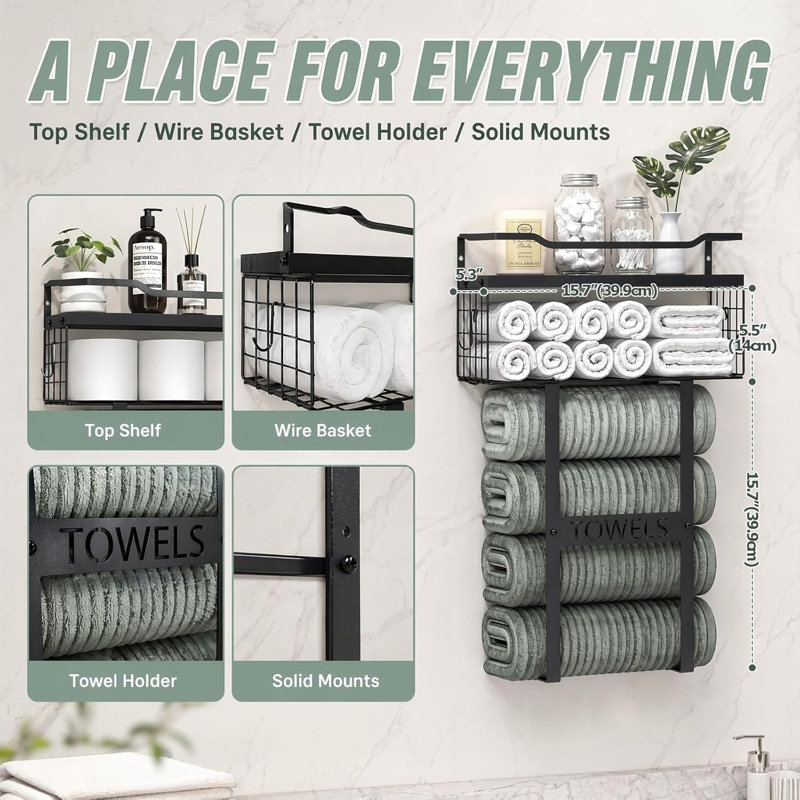 39.87 cm Steel 2 - Bar Towel Rack