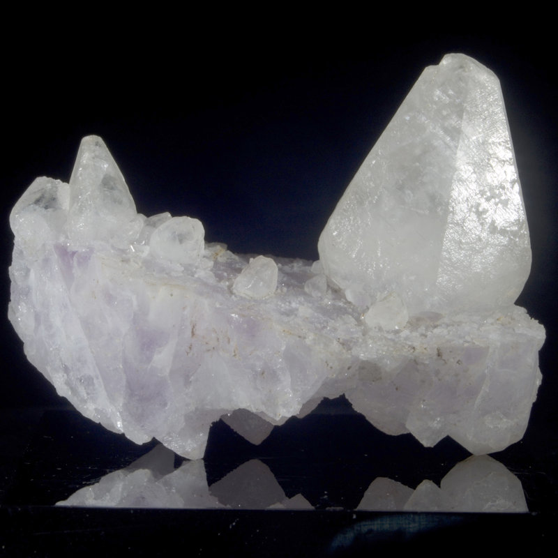 Calcite on Amethyst. Guanajuato, Mexico
