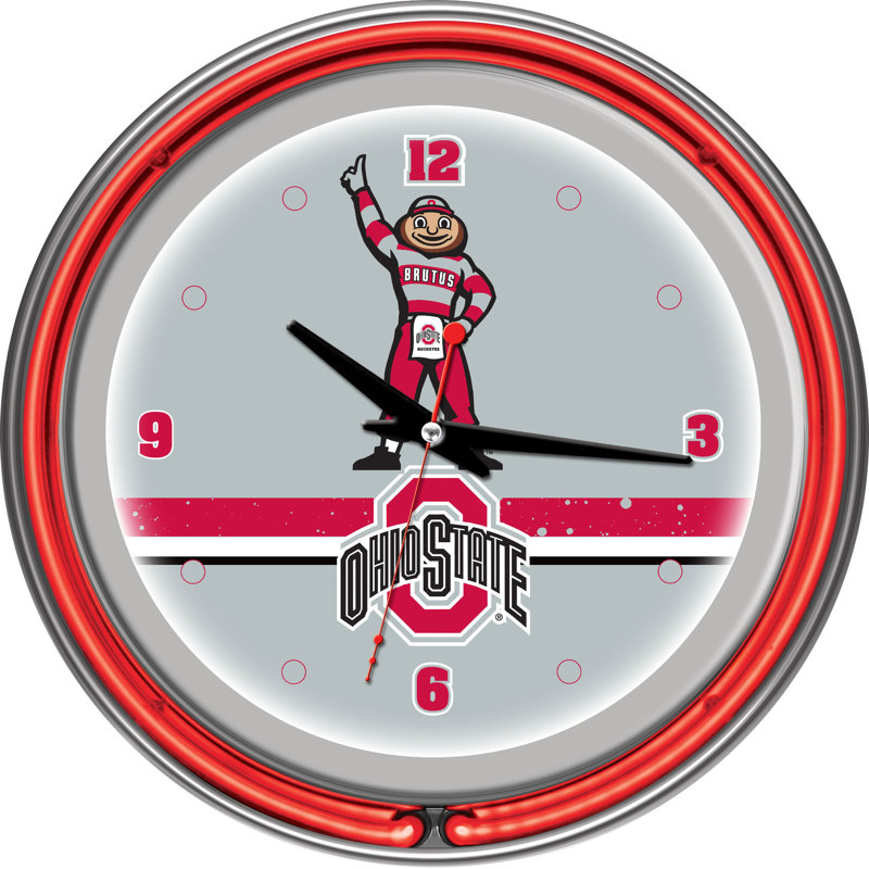 Horloge murale 14 "NCAA, Université de l'état de l'Ohio - Brutus Stripe