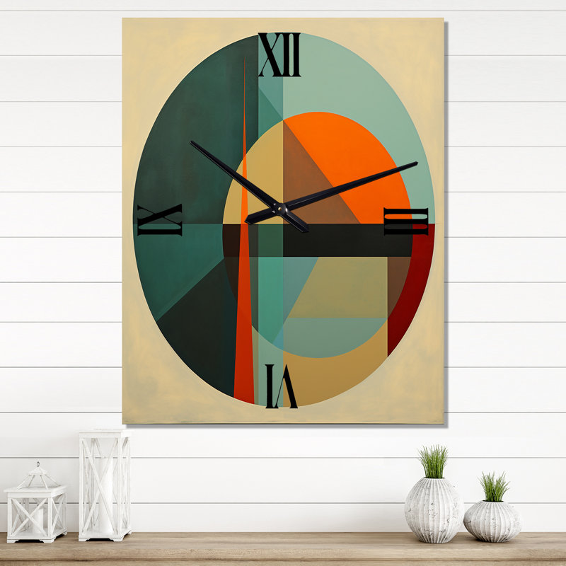 Horloge murale Odyssey Midcentury Retro Abstract Geometrics II - Abstract Mid Century, H 32 po x l 16 po x P 1 po