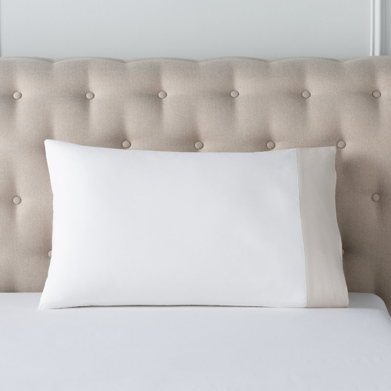  Mandalay Linen Cuff Percale Pillowcases, Platinum, Standard