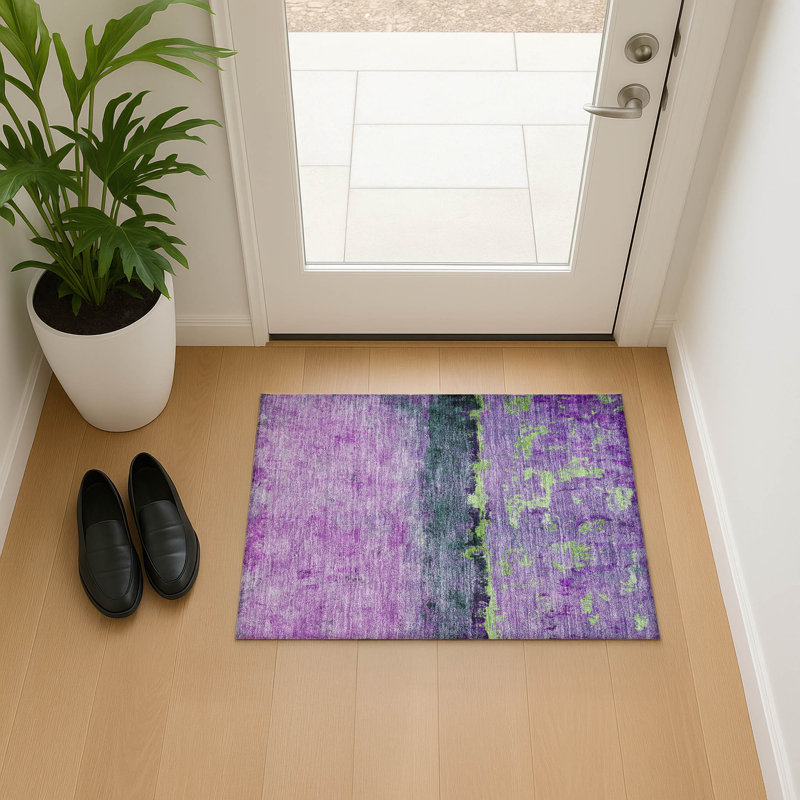 Tapis abstrait Varroville AMF1716 lavable à la machine de qualité supérieure, Rectangle 1 pi 8 po x 2 pi 6 po