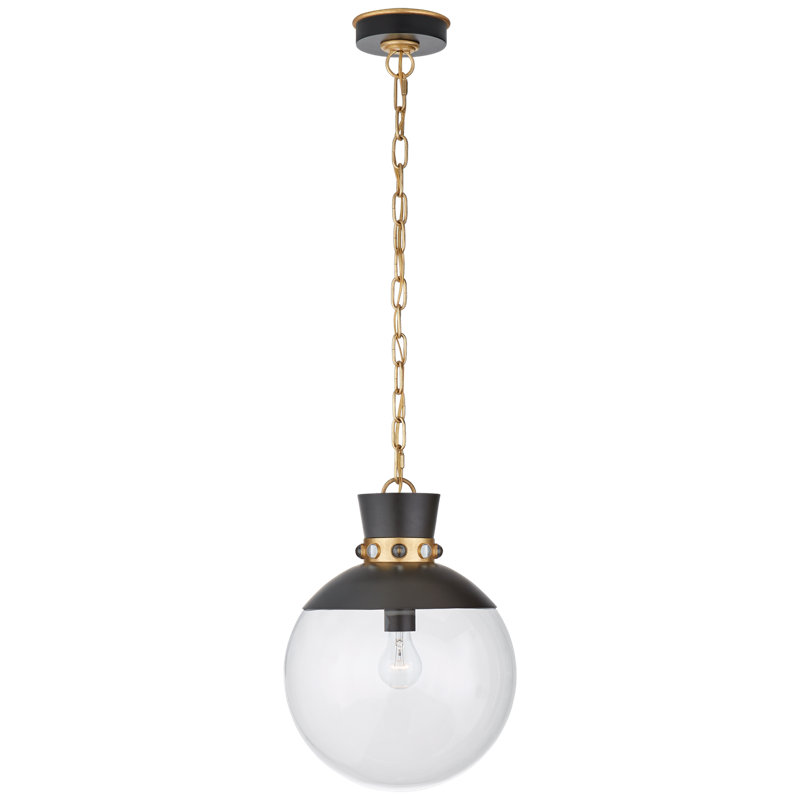 Julie Neill Lucia Small Pendant, Black/Gold, 17.5" H x 13" W x 13" D