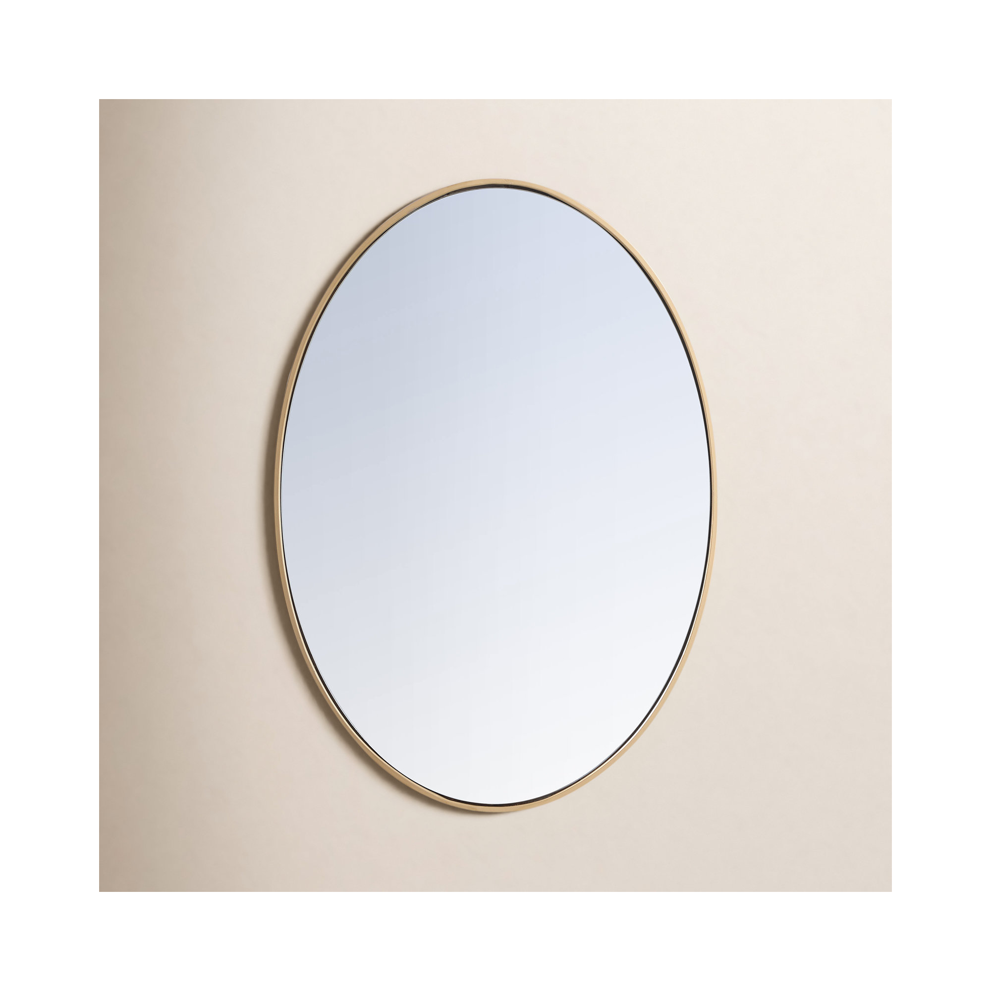 Sabine Metal Oval Wall Mirror, 24" H x 34" W, Brass