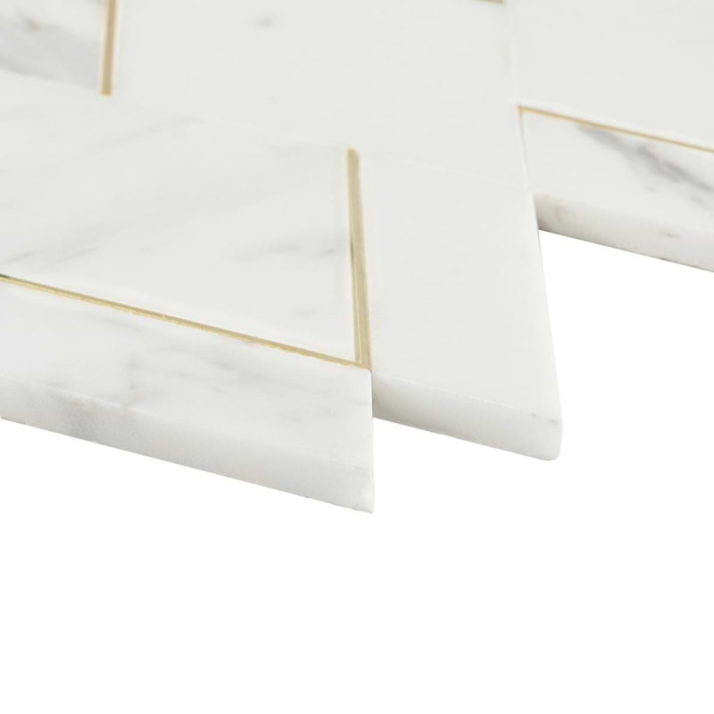 Enver Calacatta Polished And Brass Mosaic