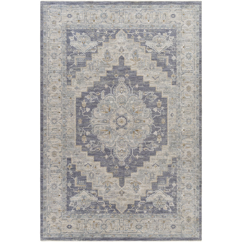 Tapis oriental gris / bleu Dielu, Rectangle 5 pi x 7 pi 5 po