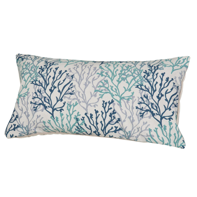 Coastal Floral Outdoor Throw Pillow, 12" x 24"