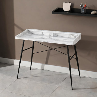 Bureau As Pic, 48 po, avec rangement avec poids de 13,4 kg, structure en métal, tablettes