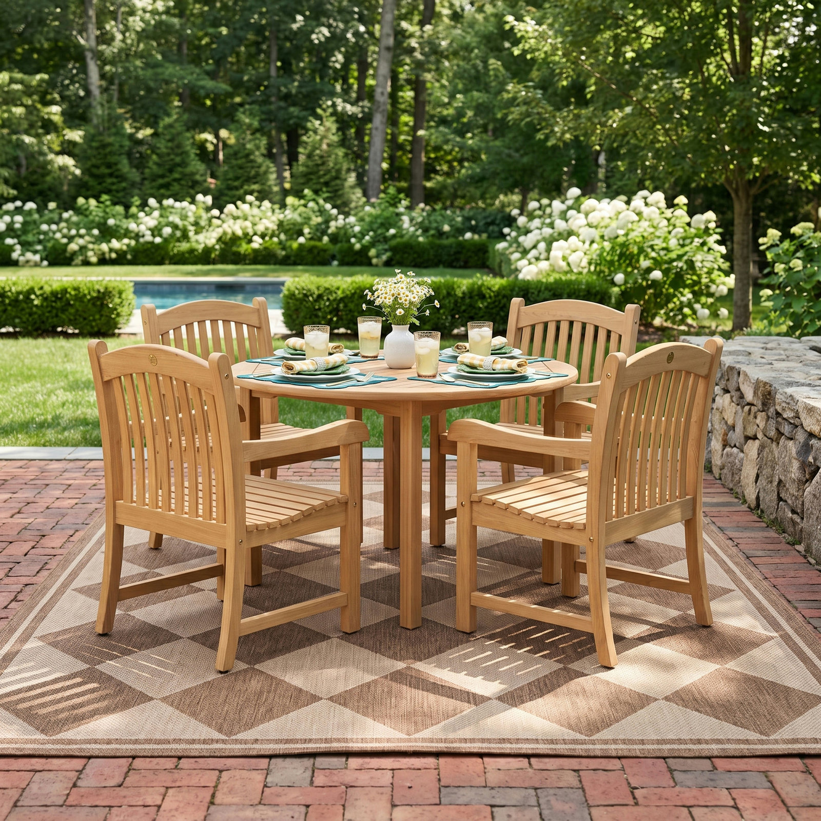 Analiah 47" Teak Patio Dining Set