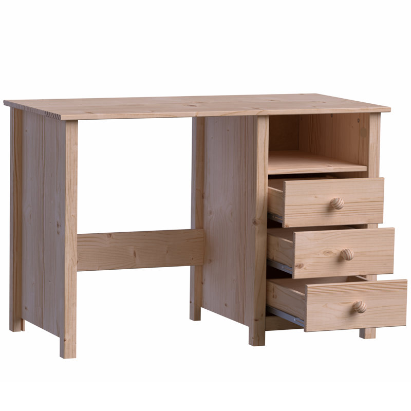 From the Tree Furniture Solid Wood Desk with Drawers – Compact Study Desk for Kids & Adults, Space-Saving Home Office Writing Table, Real Pine Construction
