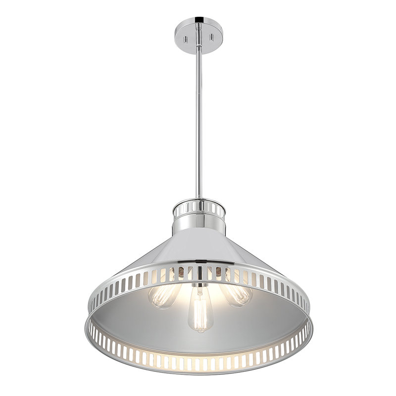 Luminaire suspendu conique à 3 lumières Matfield, Nickel poli