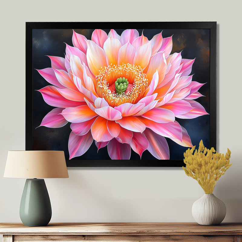 Décoration murale cactus en fleurs dans le désert de Mojave II - Cactus floral, H 12 po x l 20 po, Noir
