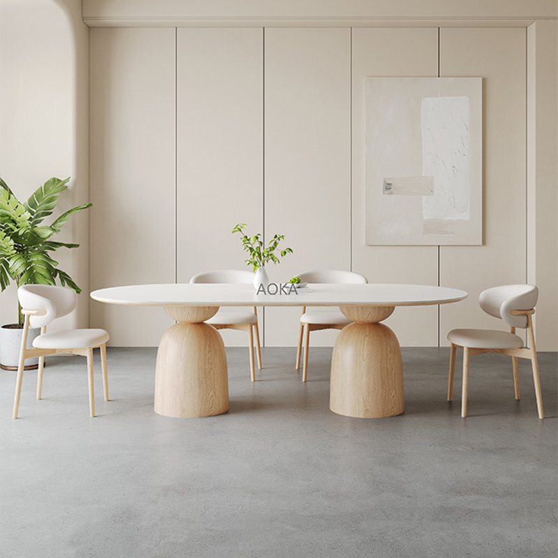 Table de salle à manger ovale en bois massif de style italien, H 29,5 po x L 94,4 po x l 39,3 po