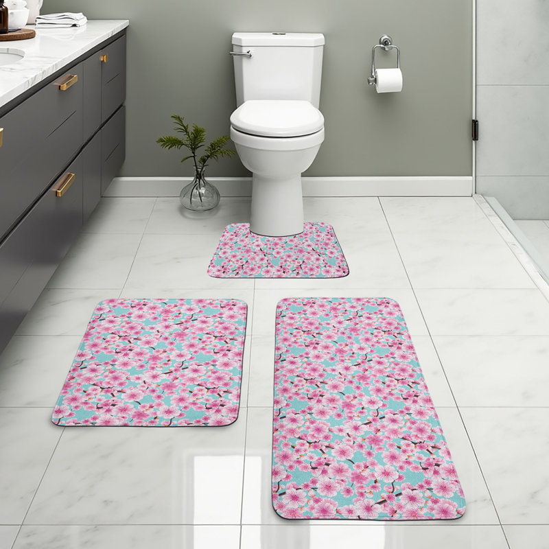  Ensemble de tapis de salle de bain 3 pièces Cherry Blossom