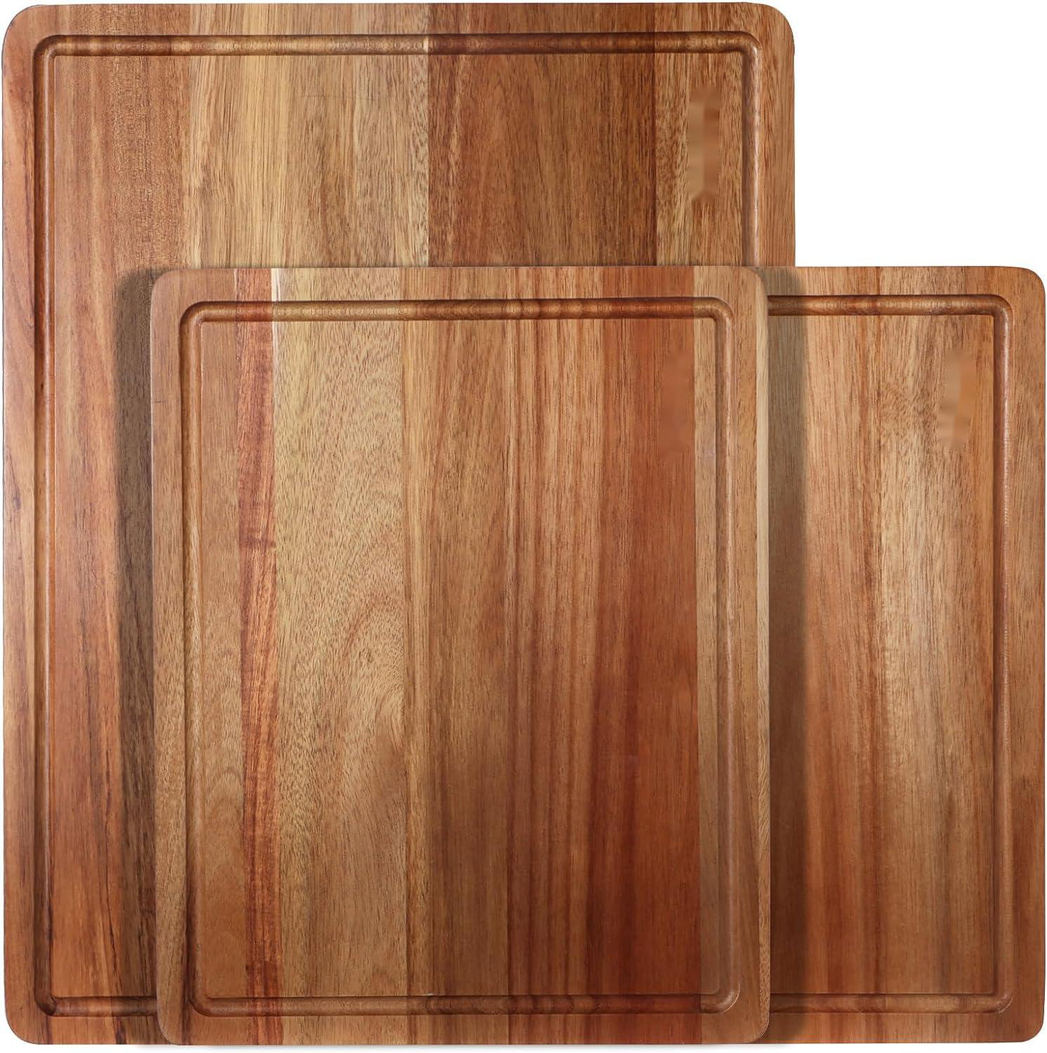 Wood Cutting Boards Set Of 3 For Kitchen, Thick Chopping Board
