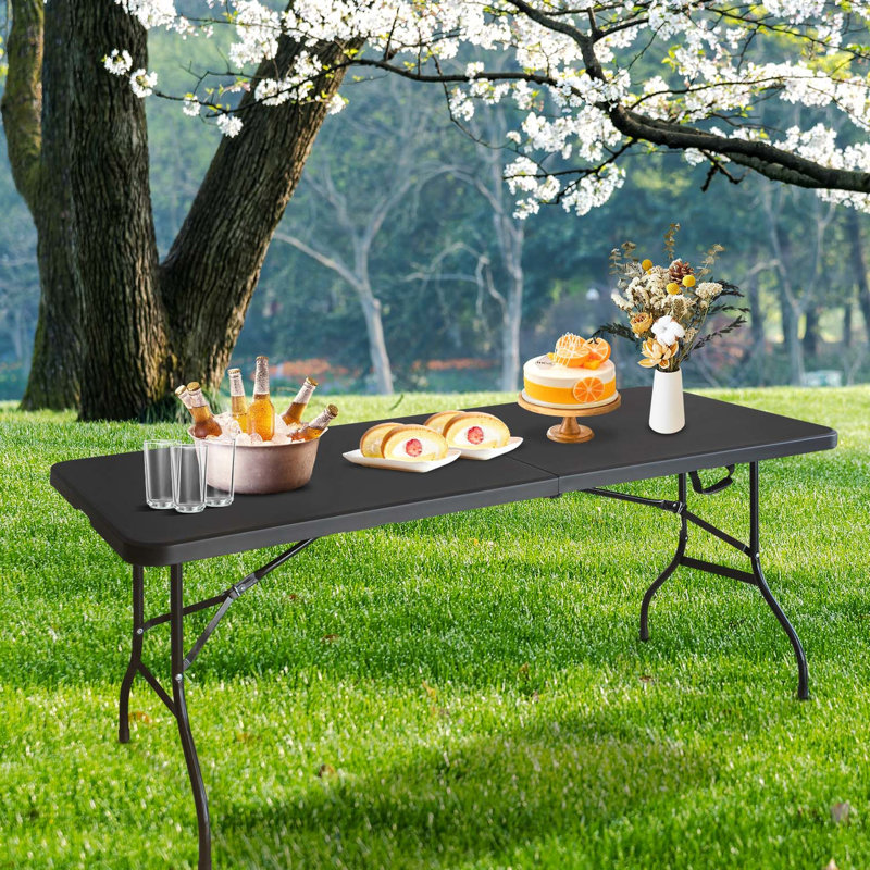 Table de camping pique-nique portable - 6 pi, pliable, solide, de couleur noire pliable