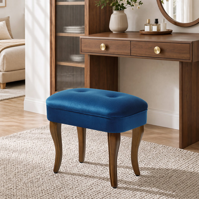 Chaise de coiffeuse en bois massif, Bleu