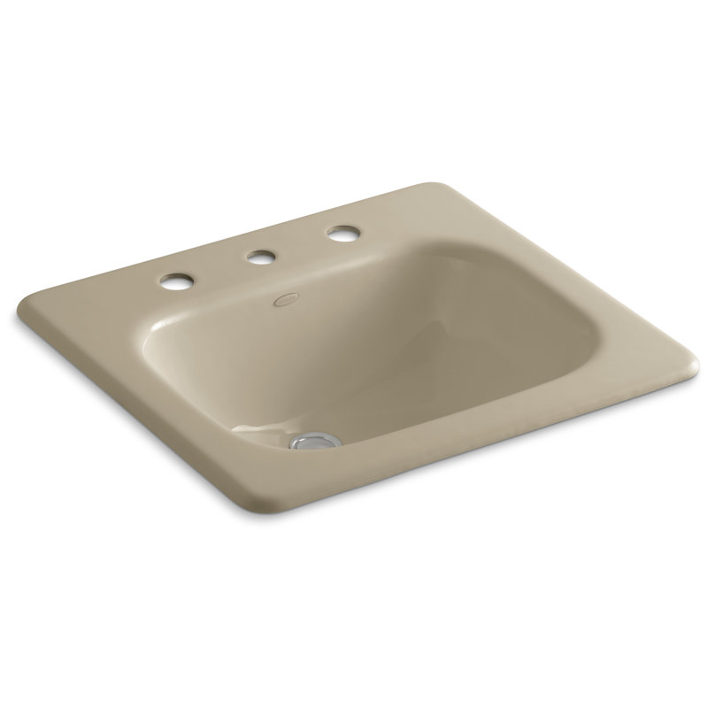Tahoe Metal Rectangular Drop-In Bathroom Sink with Overflow, Mexican Sand, 8" centers