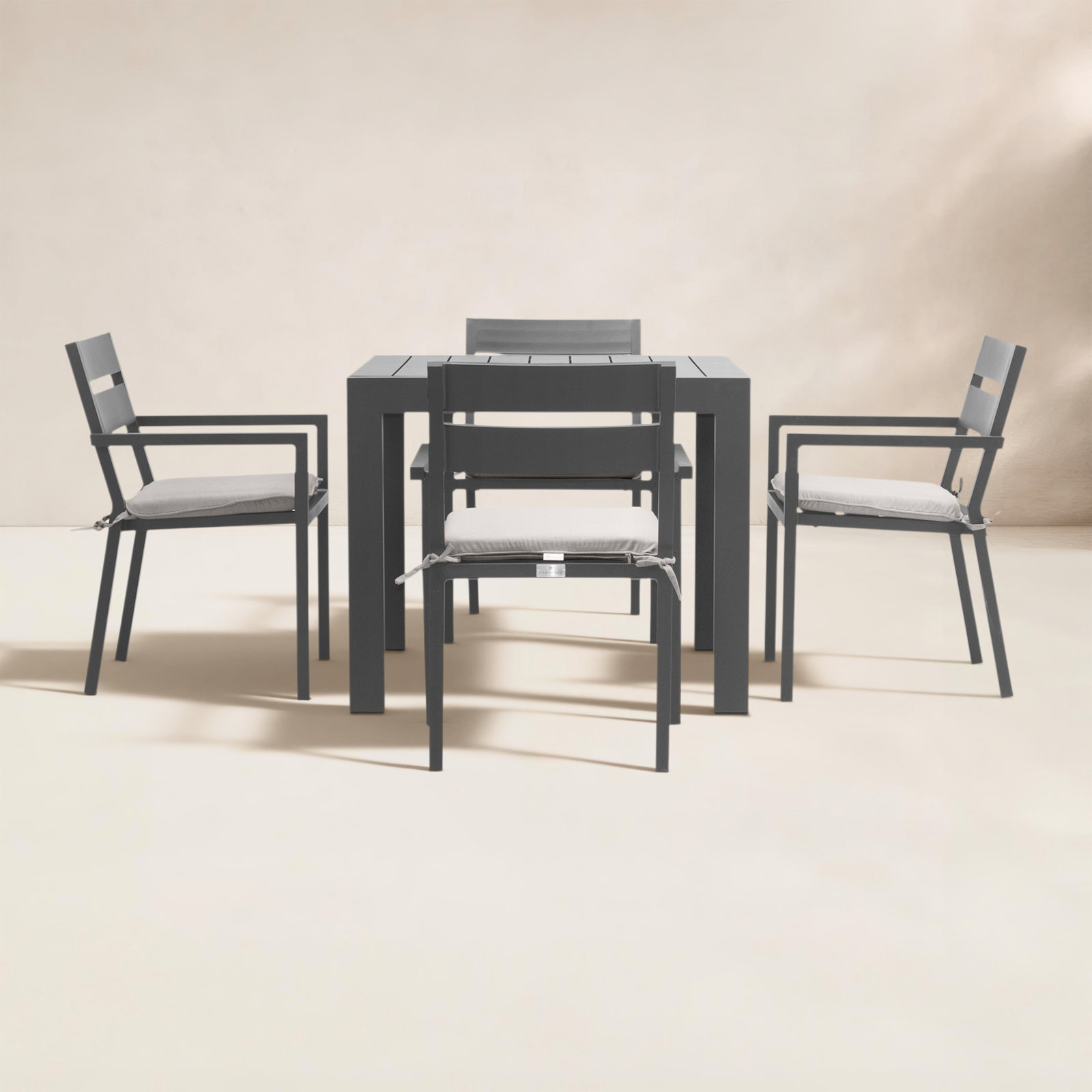 Eartha 36" Patio Dining Set, Cast Silver Sunbrella®, Slate Gray