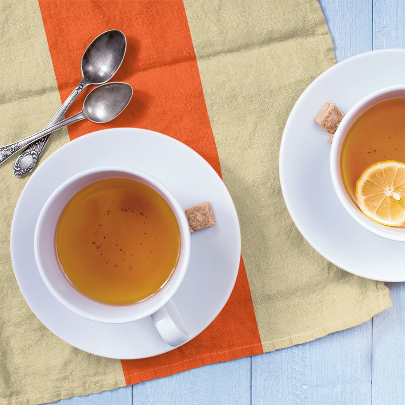 Stripe Tea Towel Kitchen Towel, Poly Twill, Cream/Orange Baseball
