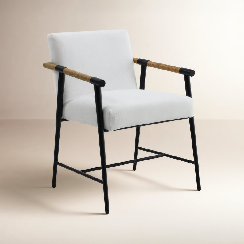 Chaise avec accoudoirs rembourrée Sorine, blanc
