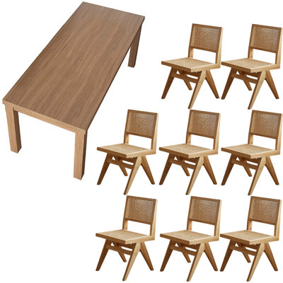Ensemble de table de salle à manger en bois massif de style nordique
