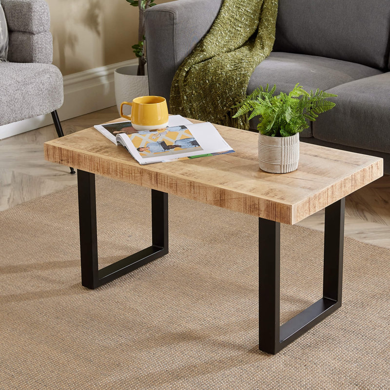 Macau Industrial Solid Wood and Metal Coffee Table, 45cm H x 85cm W x 45cm L
