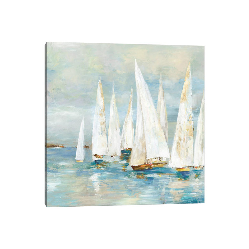 Voiliers blancs de Allison Pearce, reproduction d’art, Pas de tapis, Toile tendue, H 12 po x l 12 po x P 0,75 po