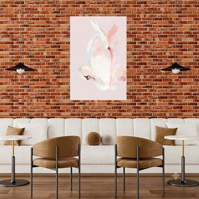Romantic Swan Couple Delicate Elegant Minimalist Bird Wall Art Print by Mathieu - Wrapped Canvas Print