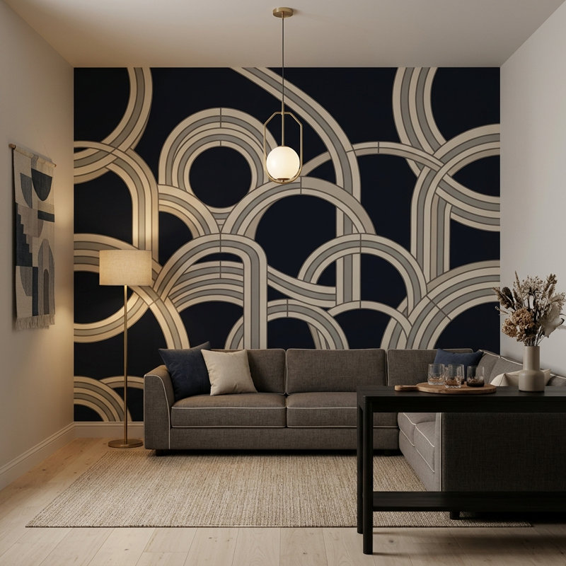 Papier peint entrelacé art déco moderne Glam amovible, Texturé non collé, 200 po x 120 po
