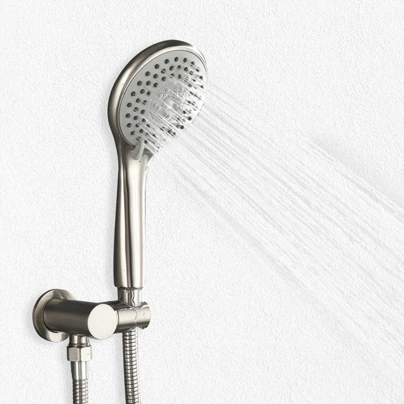 Pomme de douche double pour salle de bain avec valve brute, Nickel brossé