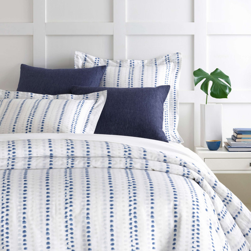 Fair-Trade Blue and White Cotton Dots Full/Queen Duvet Cover