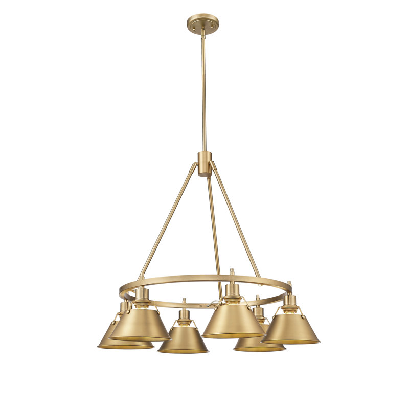 Felda 6 - Light Steel Dimmable Cone Chandelier, Brushed Champagne Bronze, Brushed Champagne Bronze